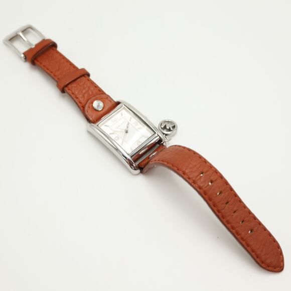 Michael Kors Taylor Tank 26mm Silver Tone Watch Brown Leather w New Battery main image 11